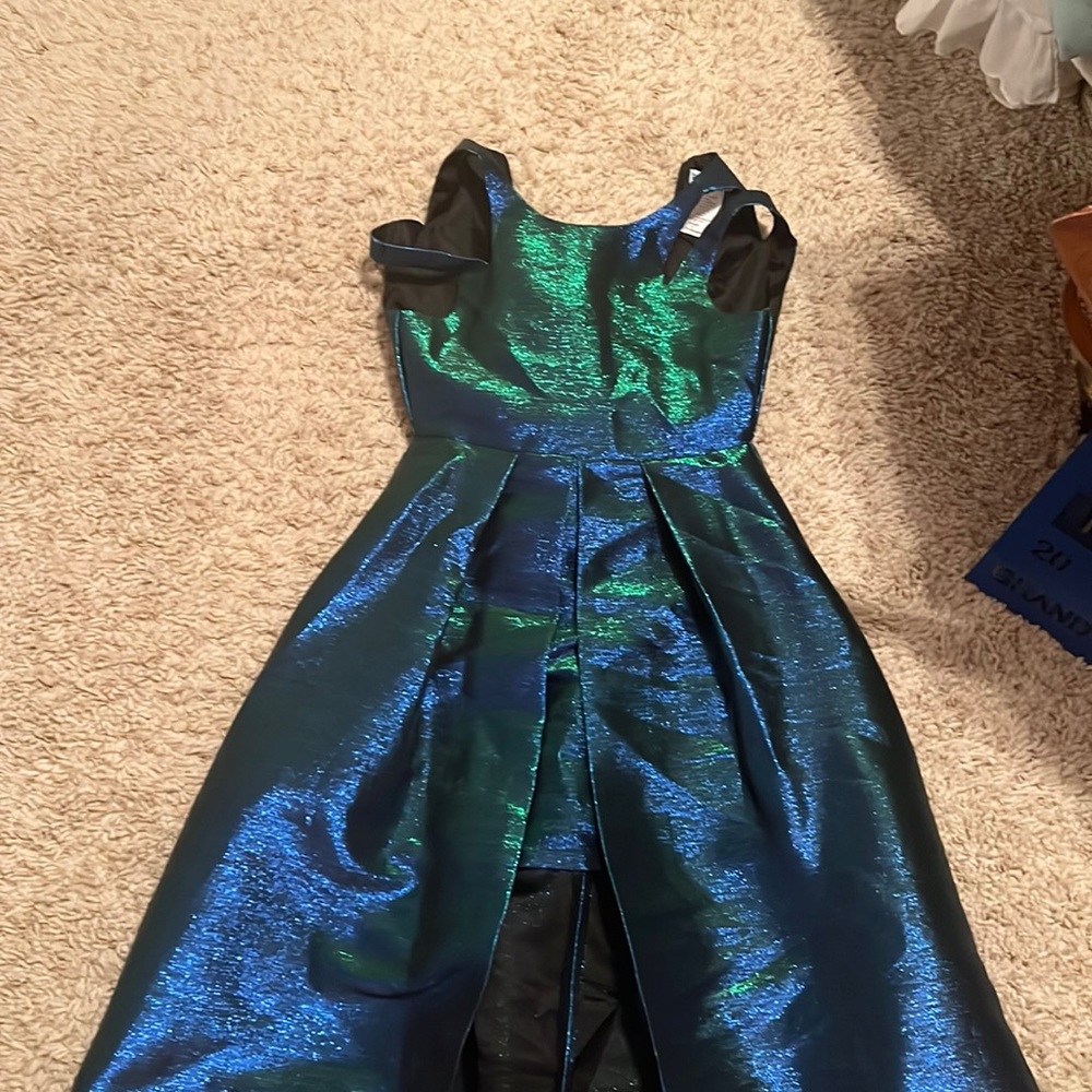 Girls dress size 8 blue metallic